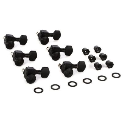 Sperzel 556LTLB Trim Lok 6 Inline Tuners Machine Heads Black Set