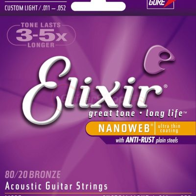 Elixir Nanoweb 80-20 Acoustic Guitar Strings 11-52