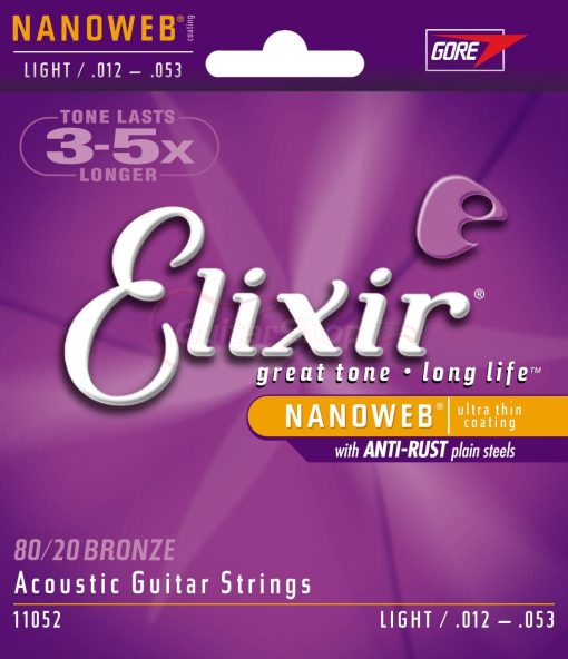 Elixir Nanoweb 80-20 Acoustic Guitar Strings 12-53