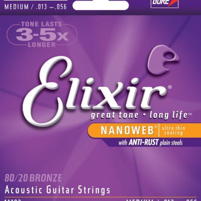 Elixir Nanoweb 80-20 Acoustic Guitar Strings 13-56