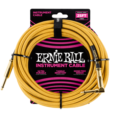 Ernie Ball 6070 25ft Braided Cable Gold Gold