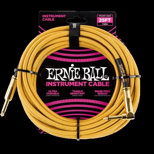 Ernie Ball 6070 25ft Braided Cable Gold Gold