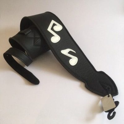 Leathergraft SRV Style Black Musical Notes Guitar Strap