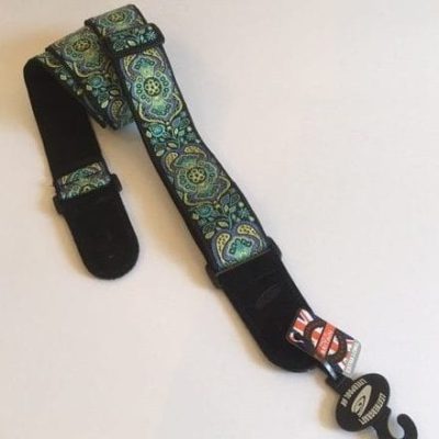 Leathergraft Blue-Green Jacquared Fabric Guitar Strap