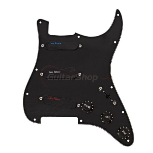 Lace Sensor Blue Silver Red Loaded Scratchplate in Black