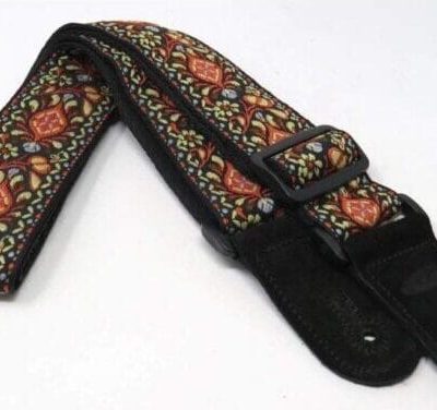 Leathergraft Jacquard Guitar Strap Orange and Brown