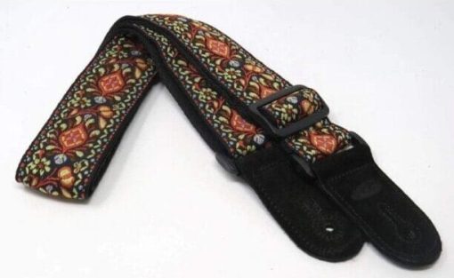 Leathergraft Jacquard Guitar Strap Orange and Brown