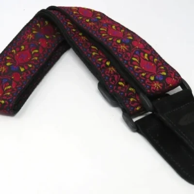 Leathergraft Jacquard Guitar Strap Red and Purple