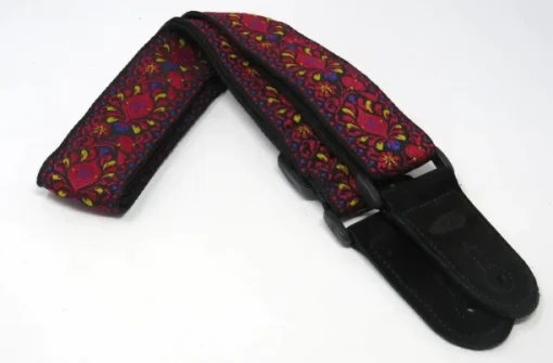 Leathergraft Jacquard Guitar Strap Red and Purple