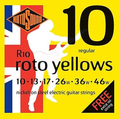 Rotosound R10 Roto Yellows Nickel Wound Electric Guitar Strings 10-46