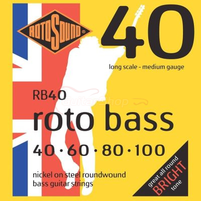 Rotosound RB40 Nickel On Steel Roundwound Bass Guitar Strings 40-100