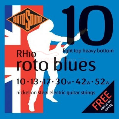 Rotosound RH10 Roto Blues Nickel Wound Electric Guitar Strings 10-52