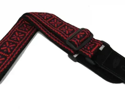 Leathergraft Jacquard guitar strap black and Red