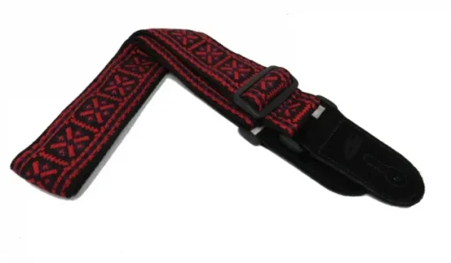 Leathergraft Jacquard guitar strap black and Red