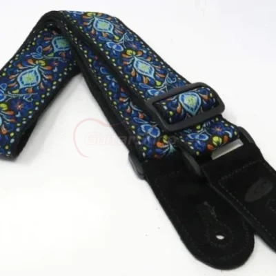 Leathergraft Jacquard Guitar Strap Black and Blue