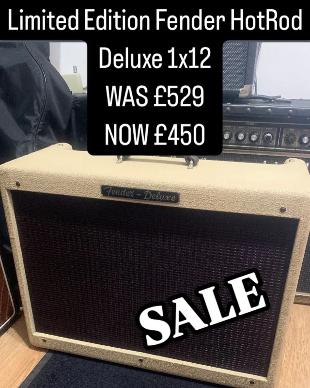 Grab this limited Edition Fender Hot Rod Deluxe which is now on a SALE PRICE, down from £529 to £450 😲 #blonde #blondetolex #creamtolex #fender #fenderhotroddeluxe #fenderamp #guitarshop #guitarshopfolkestone #kentmusic #folkestonemusic